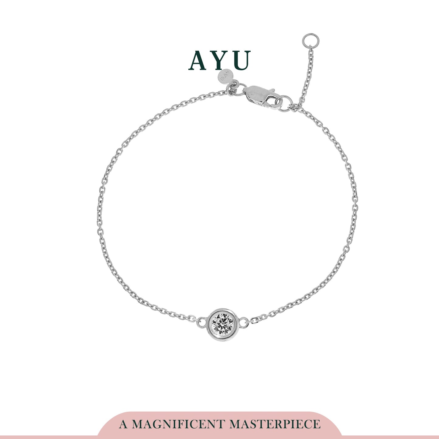 AYU Bezel Chain Bracelet 17K White Gold