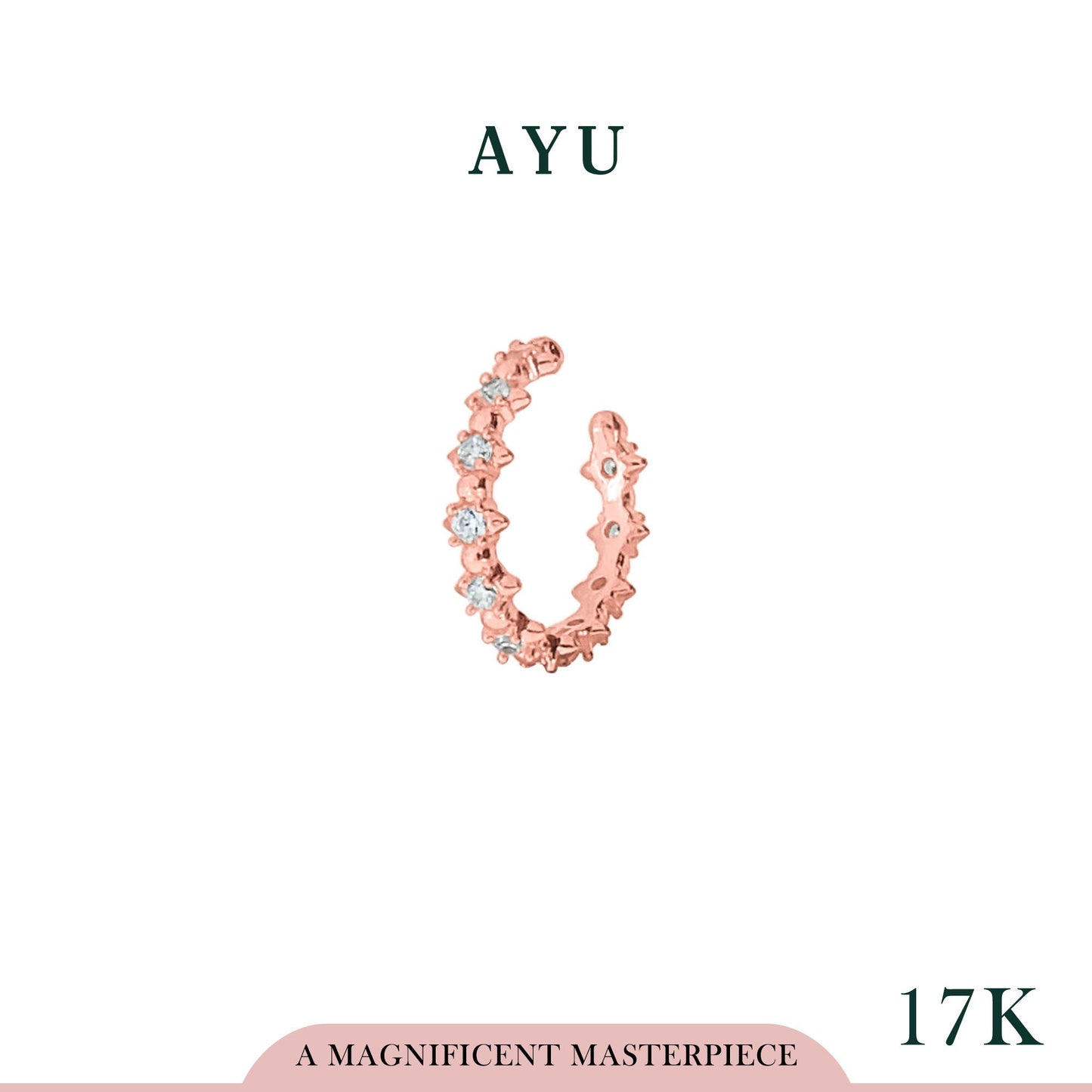 AYU Anting Emas - Pave Mini Studs Earcuff 17k Rose Gold