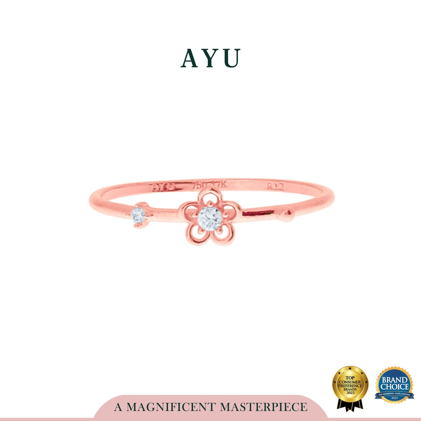 AYU Cincin Emas - Golden Daisy Ring 17K Rose Gold