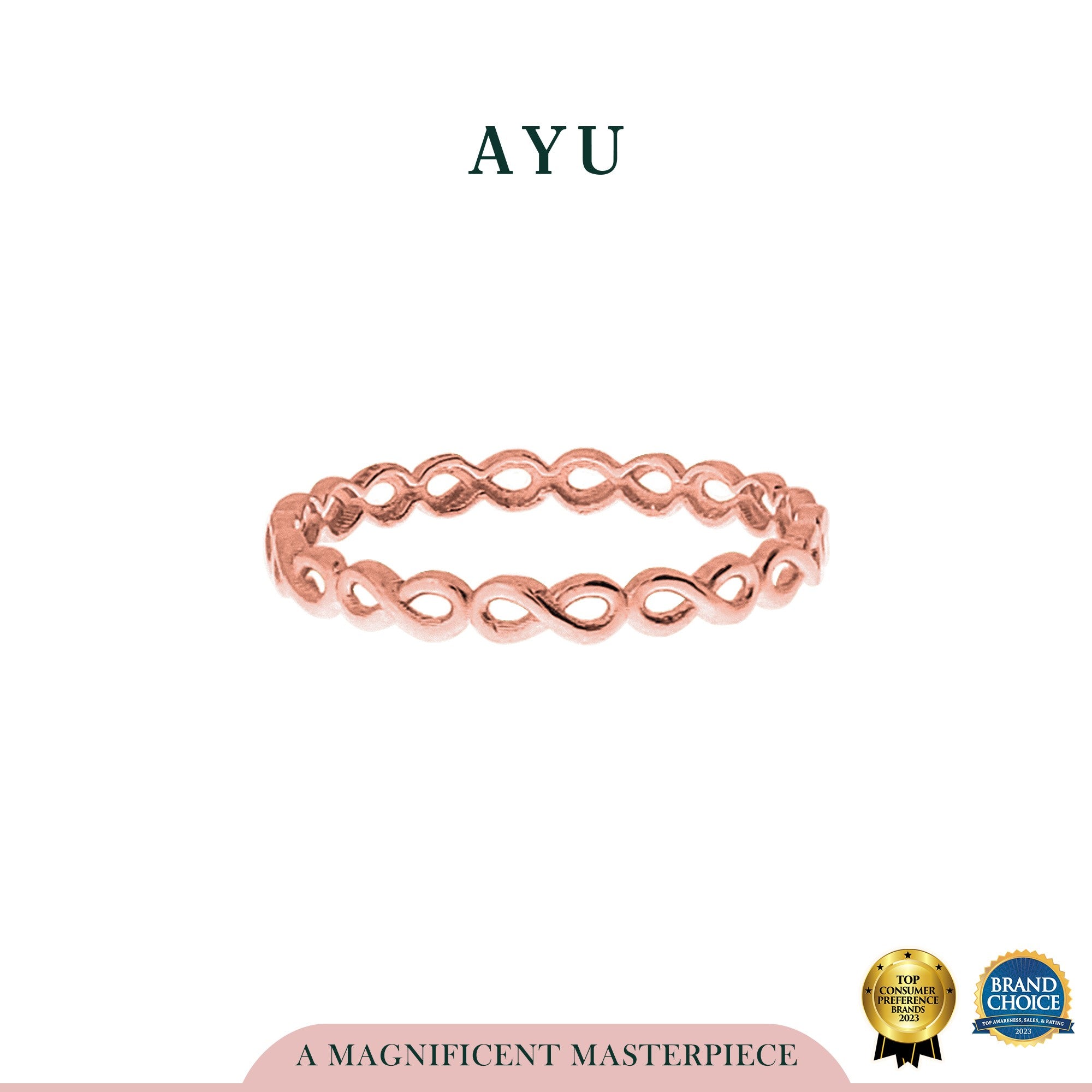 AYU Cincin Emas - Gold Infinity Stack 17k Rose Gold