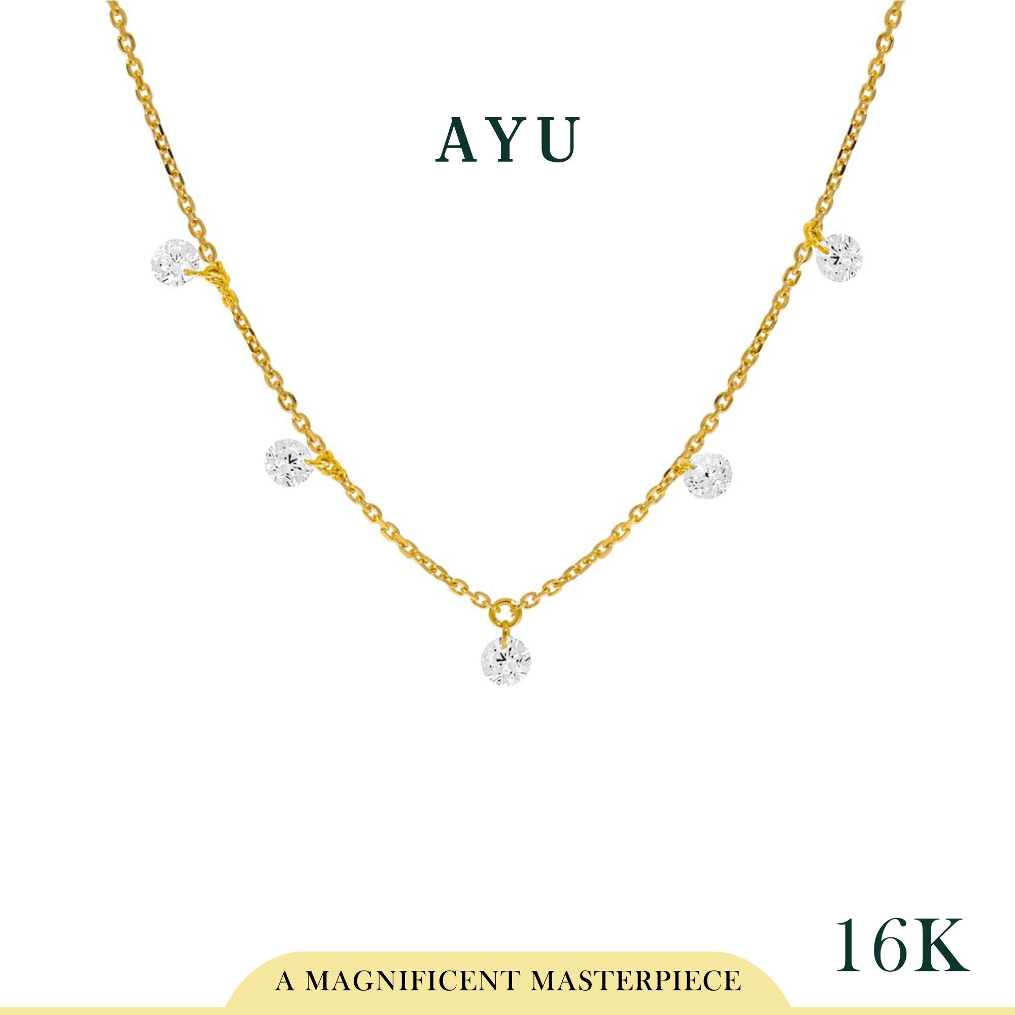AYU 5 Candy Pop Chain Necklace 16K Yellow Gold