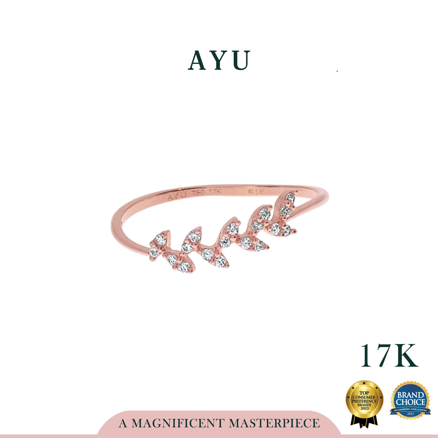 AYU Pave Angel Vine Wave Stack 17k Rose Gold