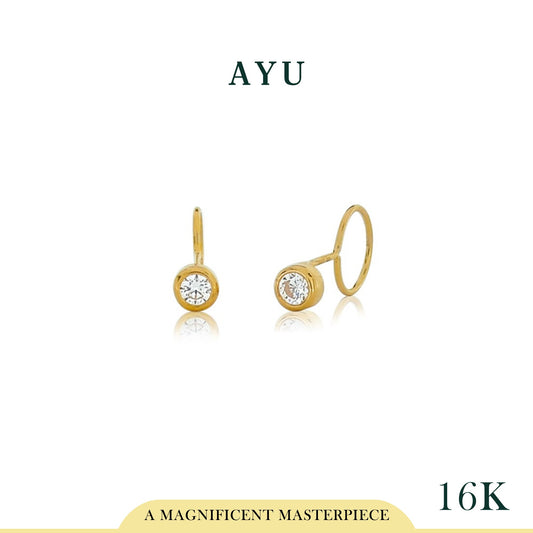 AYU MINI BEZEL ROUND LOOP 16K YELLOW GOLD