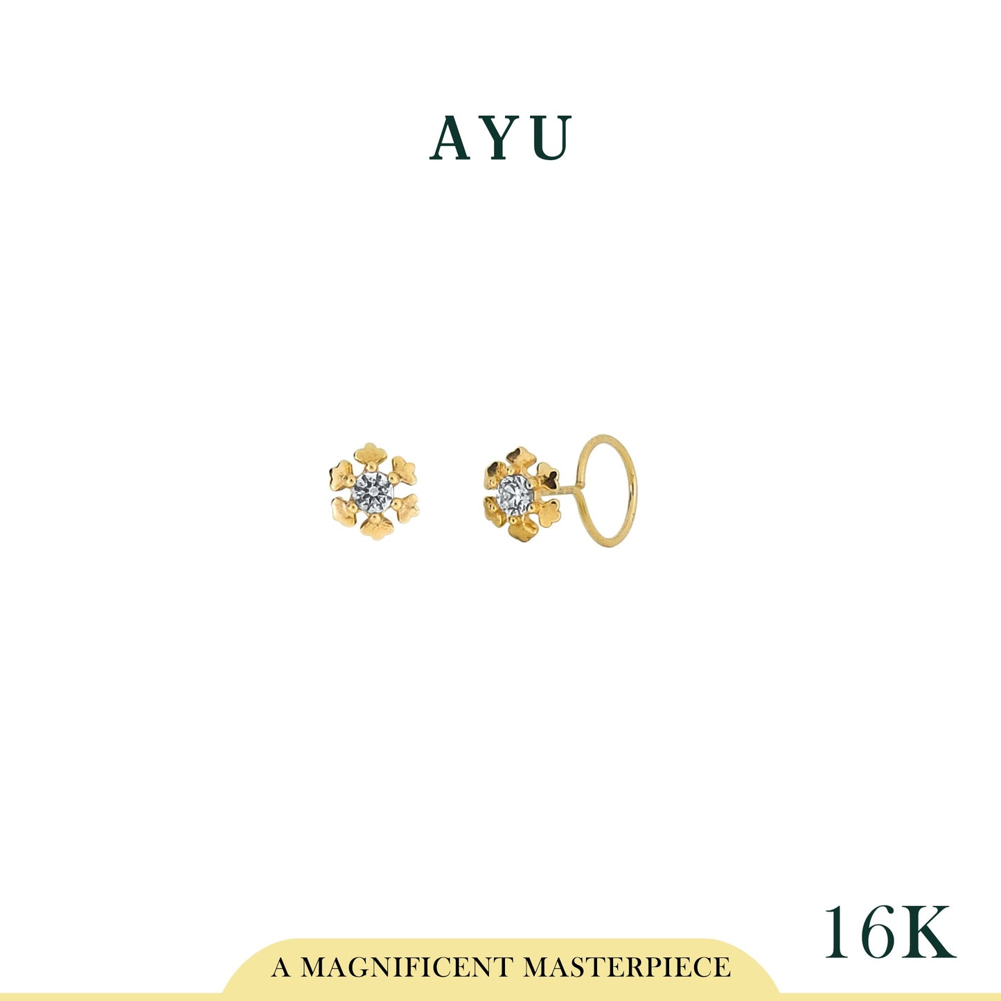 AYU Anting Emas - Snowflake Round Loop Earrings 16K Yellow Gold